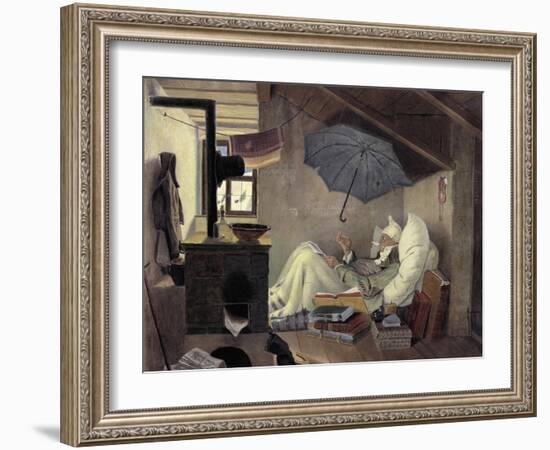 The Poor Poet, 1839-Carl Spitzweg-Framed Giclee Print