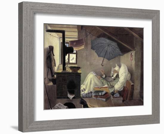 The Poor Poet, 1839-Carl Spitzweg-Framed Giclee Print