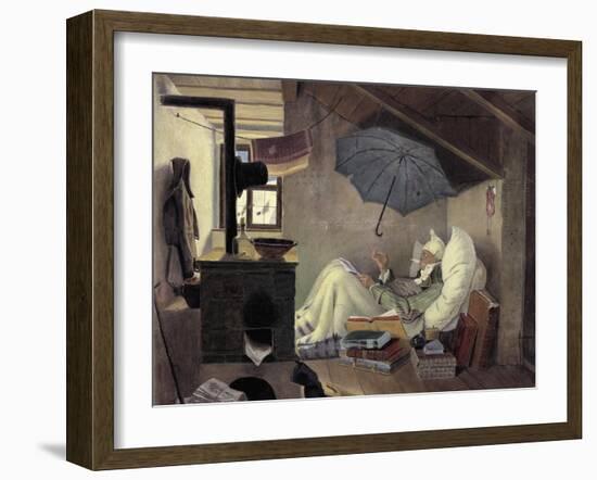 The Poor Poet, 1839-Carl Spitzweg-Framed Giclee Print