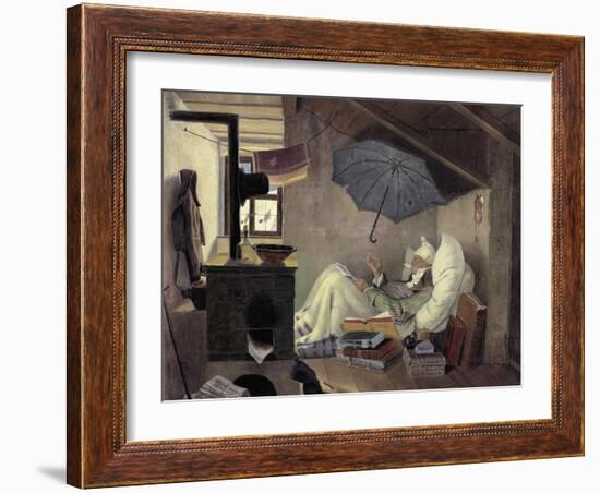 The Poor Poet, 1839-Carl Spitzweg-Framed Giclee Print