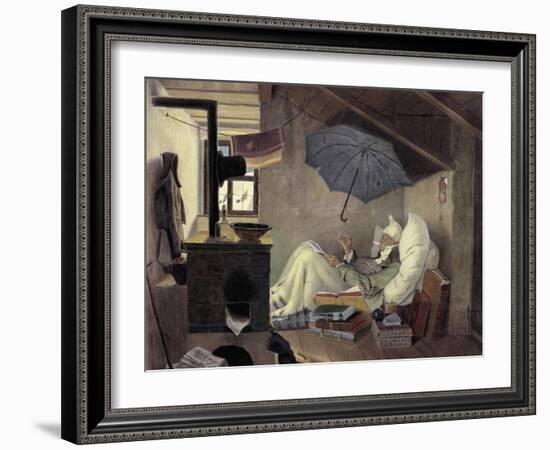 The Poor Poet, 1839-Carl Spitzweg-Framed Giclee Print