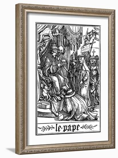 The Pope Visited by Death, 1538-Hans Holbein the Younger-Framed Giclee Print