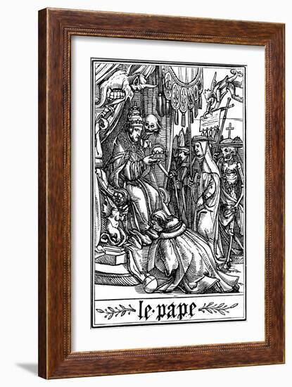The Pope Visited by Death, 1538-Hans Holbein the Younger-Framed Giclee Print