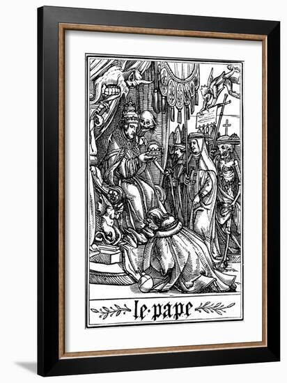 The Pope Visited by Death, 1538-Hans Holbein the Younger-Framed Giclee Print