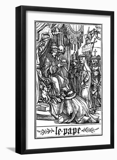 The Pope Visited by Death, 1538-Hans Holbein the Younger-Framed Giclee Print