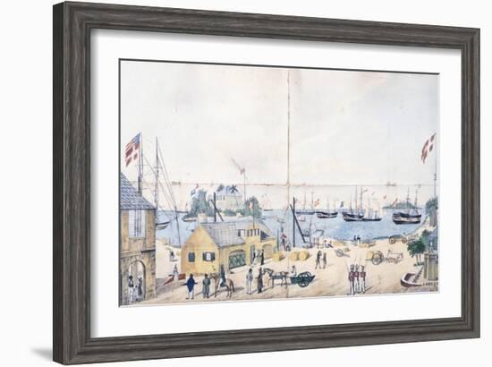 The Port and the Shipyards of Christiansted in Saint Croix in the Virgin Islands-null-Framed Premium Giclee Print