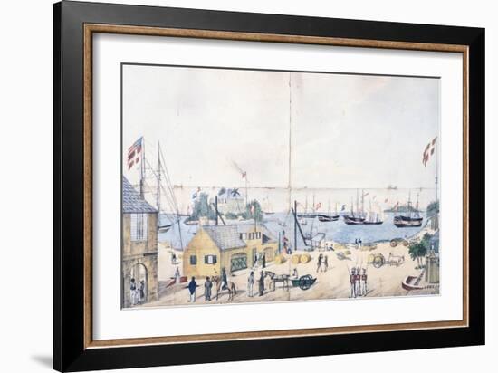 The Port and the Shipyards of Christiansted in Saint Croix in the Virgin Islands-null-Framed Premium Giclee Print