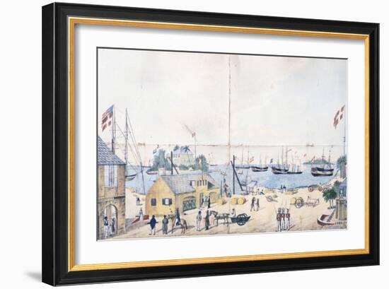 The Port and the Shipyards of Christiansted in Saint Croix in the Virgin Islands-null-Framed Premium Giclee Print