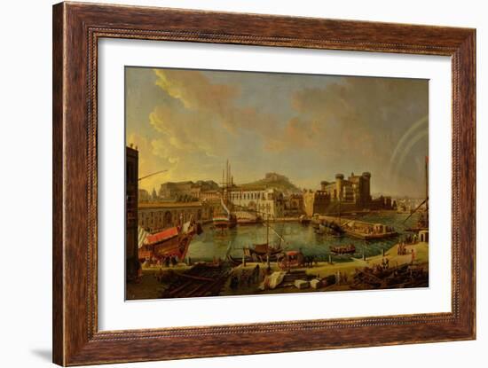 The Port at Naples (View of the Castel Nuovo at the Palazzo Reale), 1711-Gaspar van Wittel-Framed Giclee Print