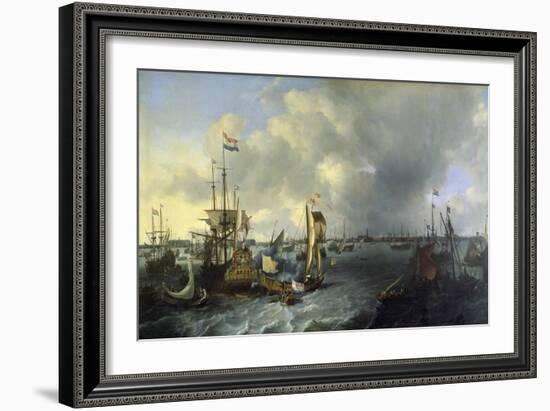The Port of Amsterdam, View of the Ij, 1666-Ludolf Backhuysen-Framed Giclee Print