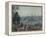 The Port of Boston in the United States of America, Painted Wallpaper, Made by Zuber at Mulhouse-null-Framed Premier Image Canvas