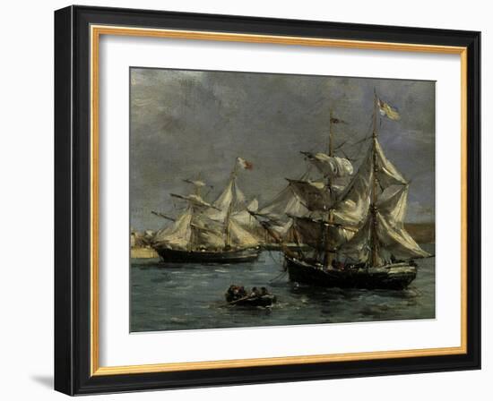 The Port of Camaret, c.1872-Eugène Boudin-Framed Giclee Print