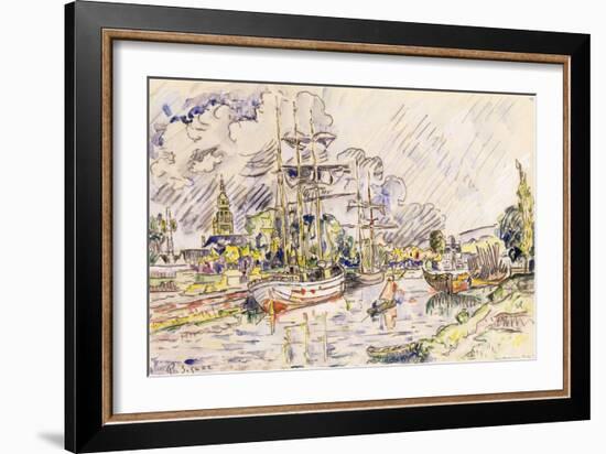 The Port of Landerneau, 1921-Paul Signac-Framed Giclee Print