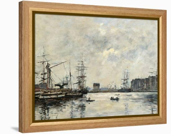 The Port of Le Havre (Dock of La Barre)-Eugène Boudin-Framed Premier Image Canvas