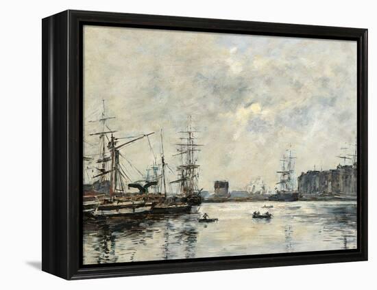 The Port of Le Havre (Dock of La Barre)-Eugène Boudin-Framed Premier Image Canvas