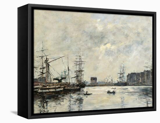 The Port of Le Havre (Dock of La Barre)-Eugène Boudin-Framed Premier Image Canvas