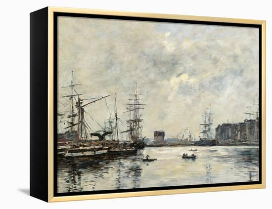 The Port of Le Havre (Dock of La Barre)-Eugène Boudin-Framed Premier Image Canvas