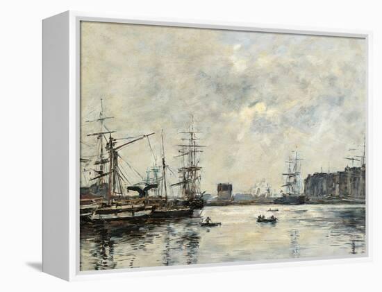 The Port of Le Havre (Dock of La Barre)-Eugène Boudin-Framed Premier Image Canvas