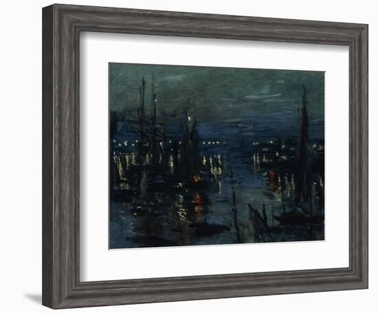 The Port of Le Havre, Night Effect; Le Port De Havre, Effet Du Nuit, 1873-Claude Monet-Framed Giclee Print