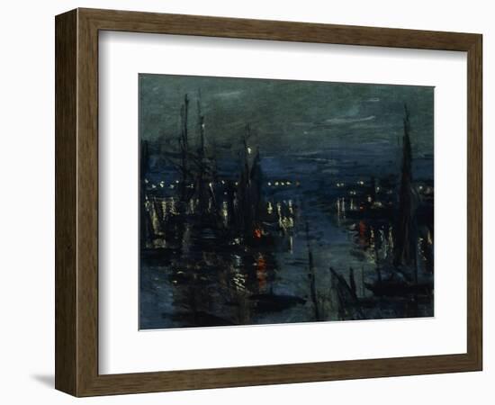 The Port of Le Havre, Night Effect; Le Port De Havre, Effet Du Nuit, 1873-Claude Monet-Framed Giclee Print