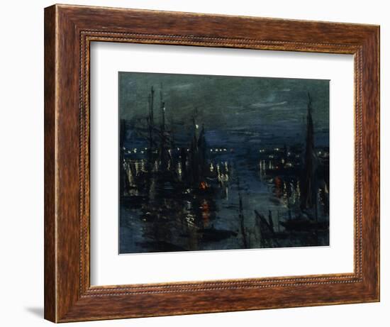 The Port of Le Havre, Night Effect; Le Port De Havre, Effet Du Nuit, 1873-Claude Monet-Framed Giclee Print