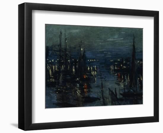 The Port of Le Havre, Night Effect; Le Port De Havre, Effet Du Nuit, 1873-Claude Monet-Framed Giclee Print