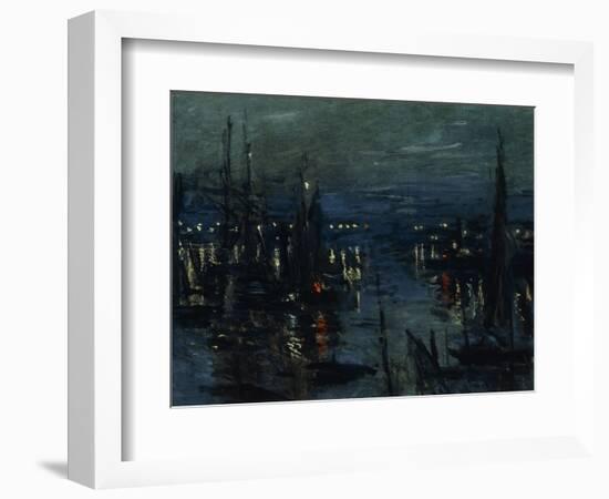 The Port of Le Havre, Night Effect; Le Port De Havre, Effet Du Nuit, 1873-Claude Monet-Framed Giclee Print