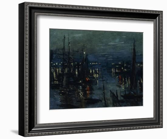 The Port of Le Havre, Night Effect; Le Port De Havre, Effet Du Nuit, 1873-Claude Monet-Framed Giclee Print