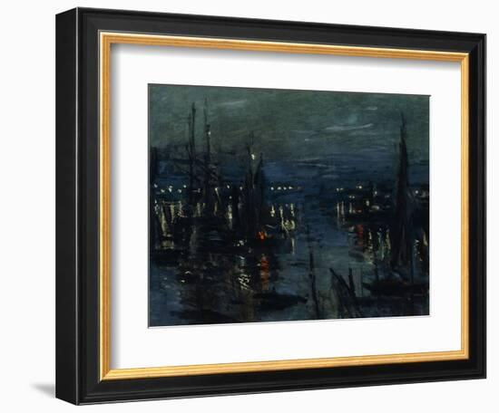 The Port of Le Havre, Night Effect; Le Port De Havre, Effet Du Nuit, 1873-Claude Monet-Framed Giclee Print