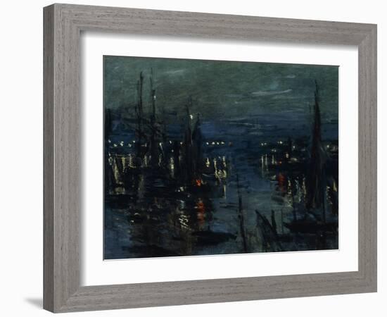 The Port of Le Havre, Night Effect; Le Port De Havre, Effet Du Nuit, 1873-Claude Monet-Framed Giclee Print