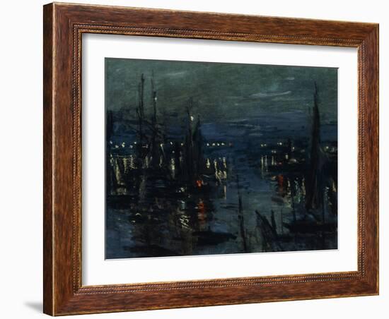 The Port of Le Havre, Night Effect; Le Port De Havre, Effet Du Nuit, 1873-Claude Monet-Framed Giclee Print