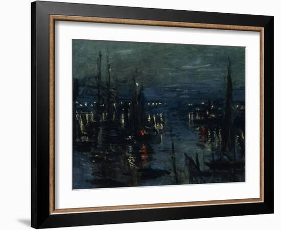 The Port of Le Havre, Night Effect; Le Port De Havre, Effet Du Nuit, 1873-Claude Monet-Framed Giclee Print