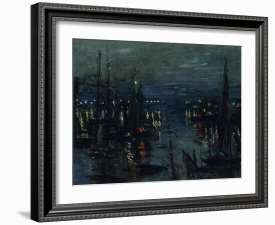 The Port of Le Havre, Night Effect; Le Port De Havre, Effet Du Nuit, 1873-Claude Monet-Framed Giclee Print