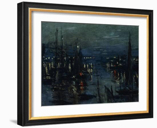 The Port of Le Havre, Night Effect; Le Port De Havre, Effet Du Nuit, 1873-Claude Monet-Framed Giclee Print