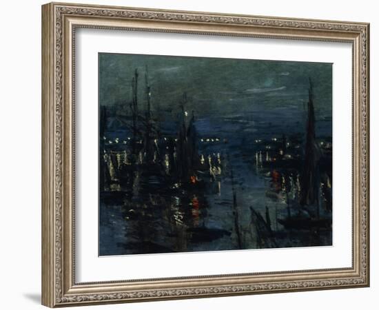 The Port of Le Havre, Night Effect-Claude Monet-Framed Giclee Print