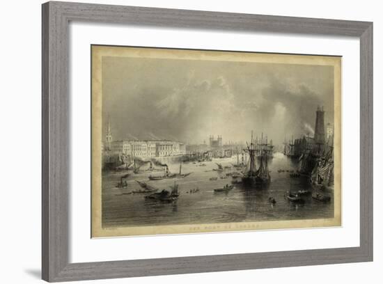 The Port of London-William Henry Bartlett-Framed Art Print