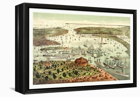 The Port of New York, Birds Eye View from the Battery, Looking South, Circa 1892, USA, America-Currier & Ives-Framed Premier Image Canvas