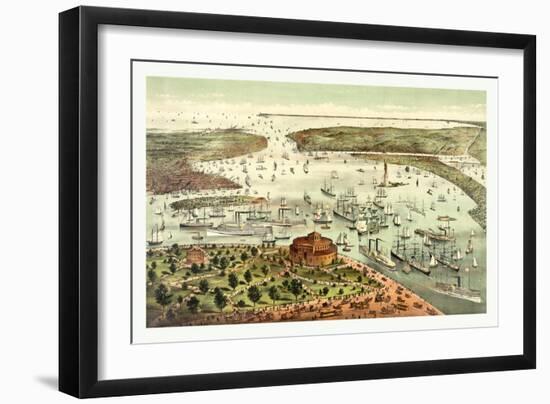 The Port of New York, Birds Eye View from the Battery, Looking South, Circa 1892, USA, America-Currier & Ives-Framed Giclee Print