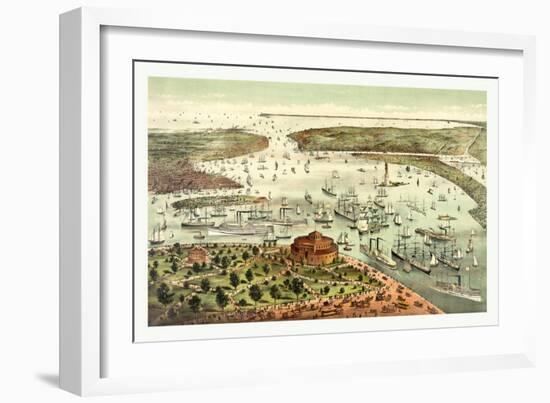 The Port of New York, Birds Eye View from the Battery, Looking South, Circa 1892, USA, America-Currier & Ives-Framed Giclee Print