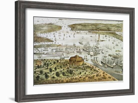 The Port of New York-Currier & Ives-Framed Giclee Print