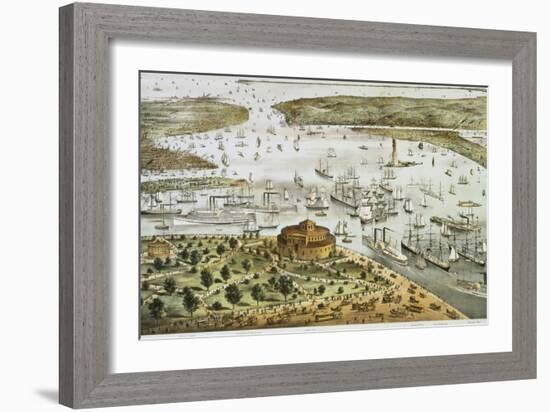 The Port of New York-Currier & Ives-Framed Giclee Print