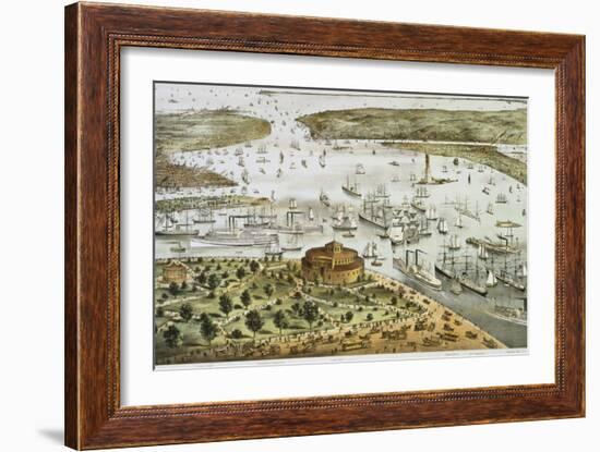 The Port of New York-Currier & Ives-Framed Giclee Print