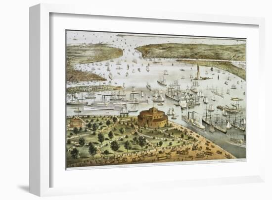 The Port of New York-Currier & Ives-Framed Giclee Print