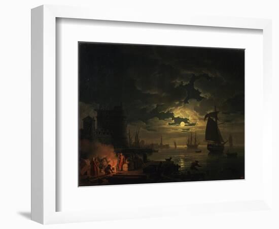 The Port of Palermo in the Moonlight, 1769-Claude Joseph Vernet-Framed Giclee Print