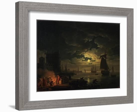 The Port of Palermo in the Moonlight, 1769-Claude Joseph Vernet-Framed Giclee Print