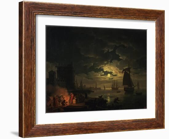 The Port of Palermo in the Moonlight, 1769-Claude Joseph Vernet-Framed Giclee Print