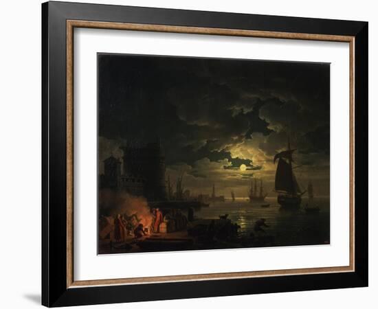 The Port of Palermo in the Moonlight, 1769-Claude Joseph Vernet-Framed Giclee Print