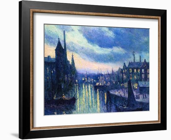 The Port of Rotterdam at Night, 1908-Maximilien Luce-Framed Giclee Print
