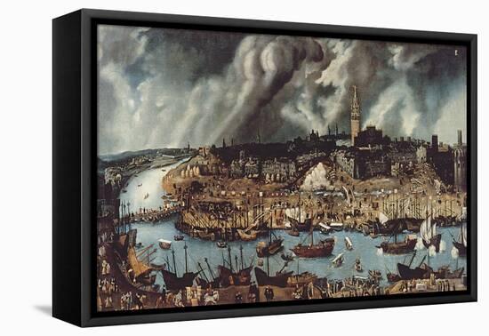 The Port of Seville, c.1590-Alonso Sanchez Coello-Framed Premier Image Canvas