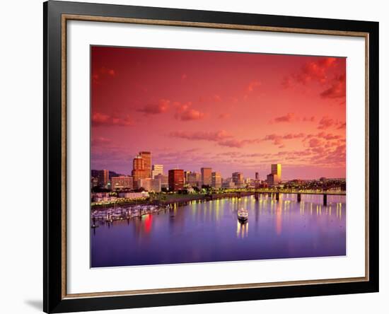 The Portland Spirit on the Willamette River at Sunrise in Portland, Oregon, USA-Janis Miglavs-Framed Photographic Print